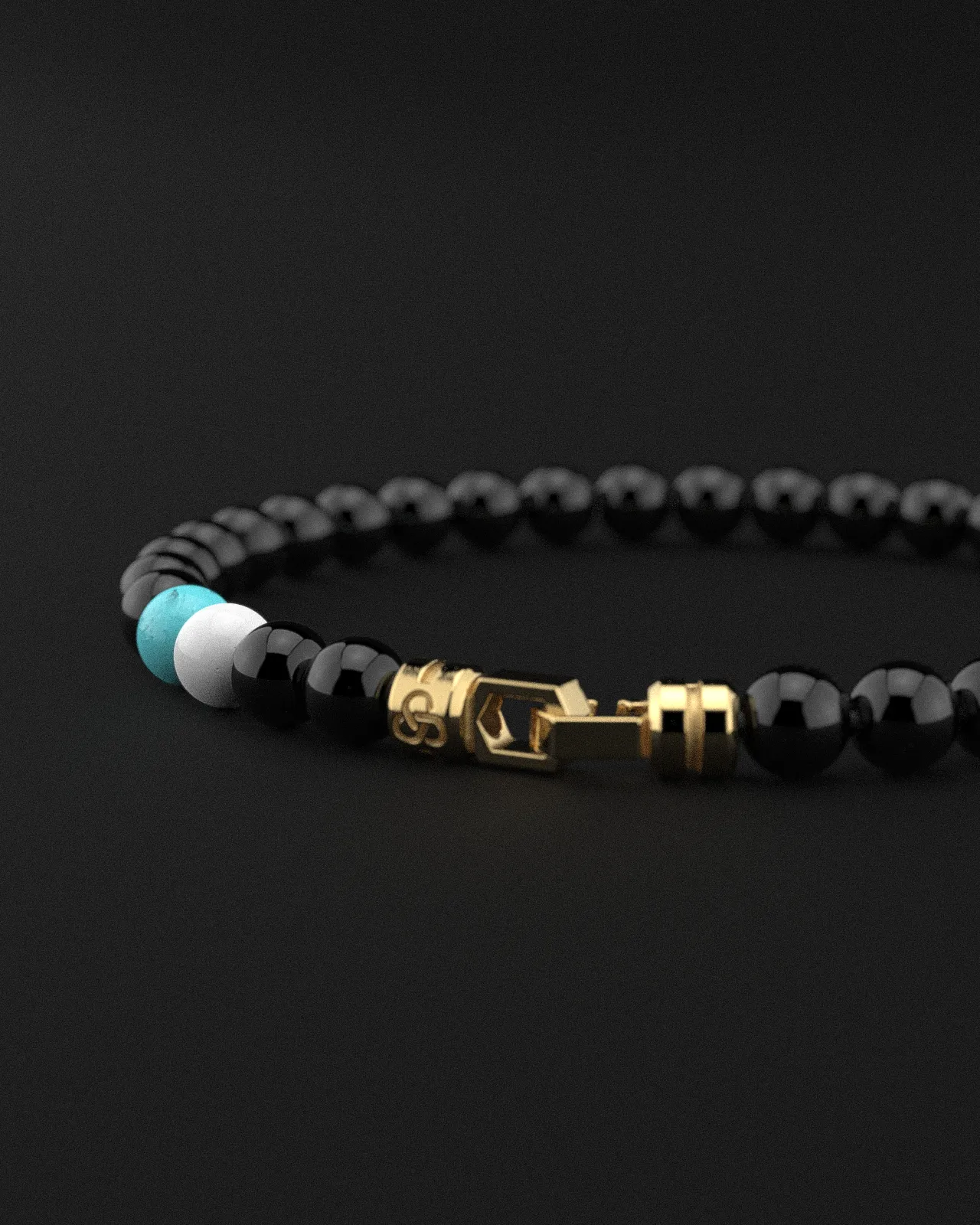 Onyx   Turquoise   Tridacna Bracelet 6mm | VERTEX