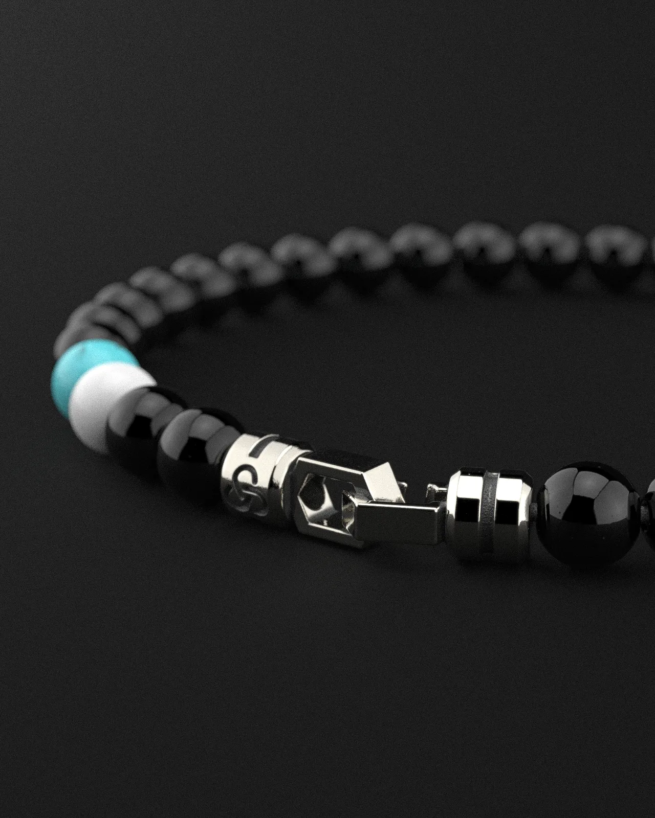 Onyx   Turquoise   Tridacna Bracelet 6mm | VERTEX