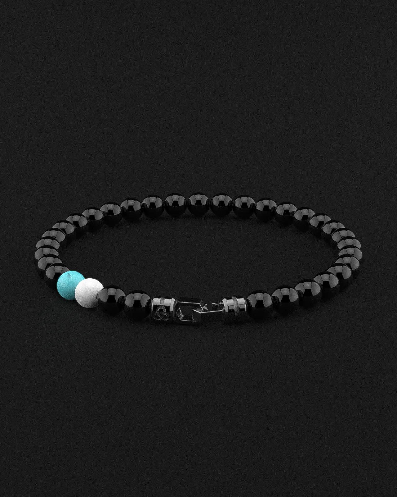 Onyx   Turquoise   Tridacna Bracelet 6mm | VERTEX