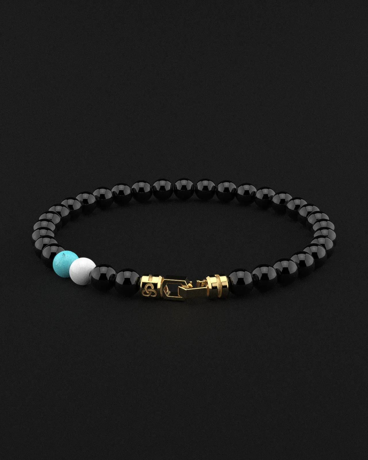 Onyx   Turquoise   Tridacna Bracelet 6mm | VERTEX