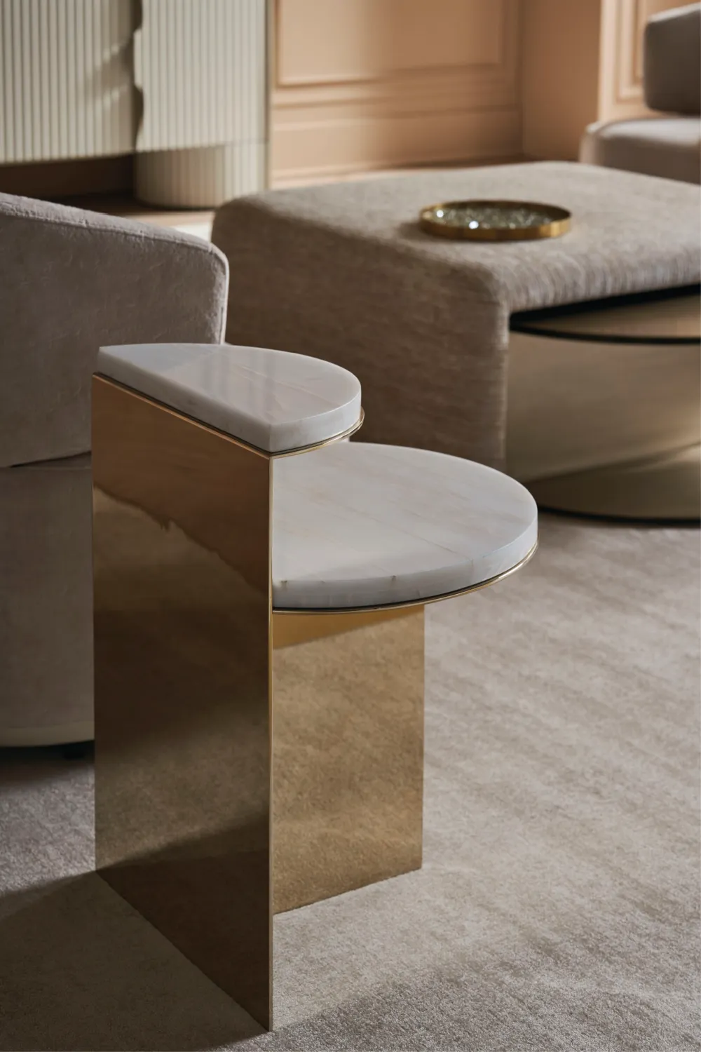 (Open Box) Gold Semi-Circle Cocktail Table | Caracole All Together