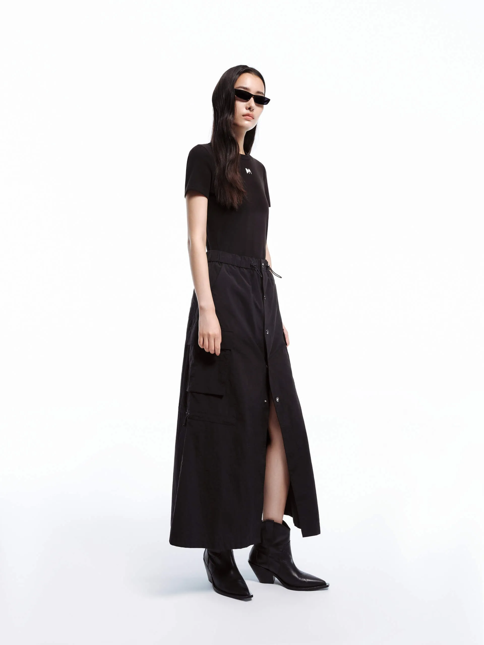 Paneled Drawstring Waist Dress