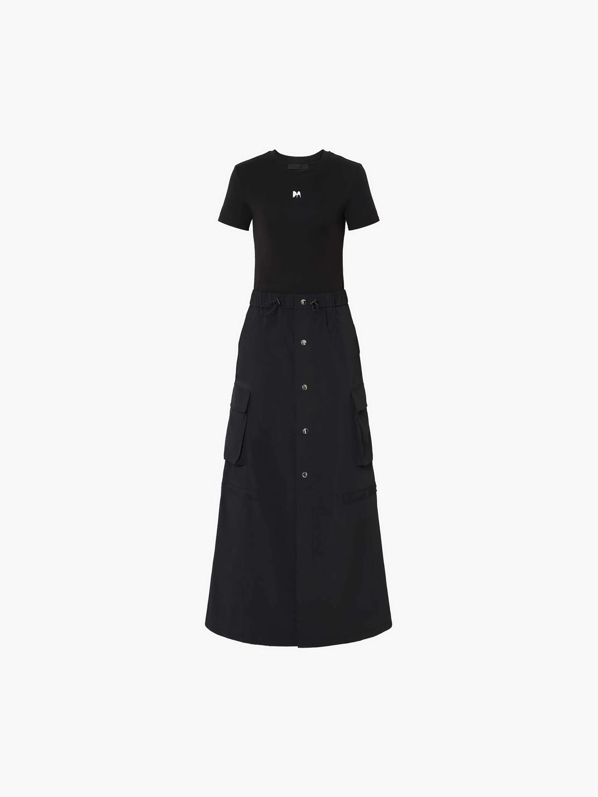 Paneled Drawstring Waist Dress