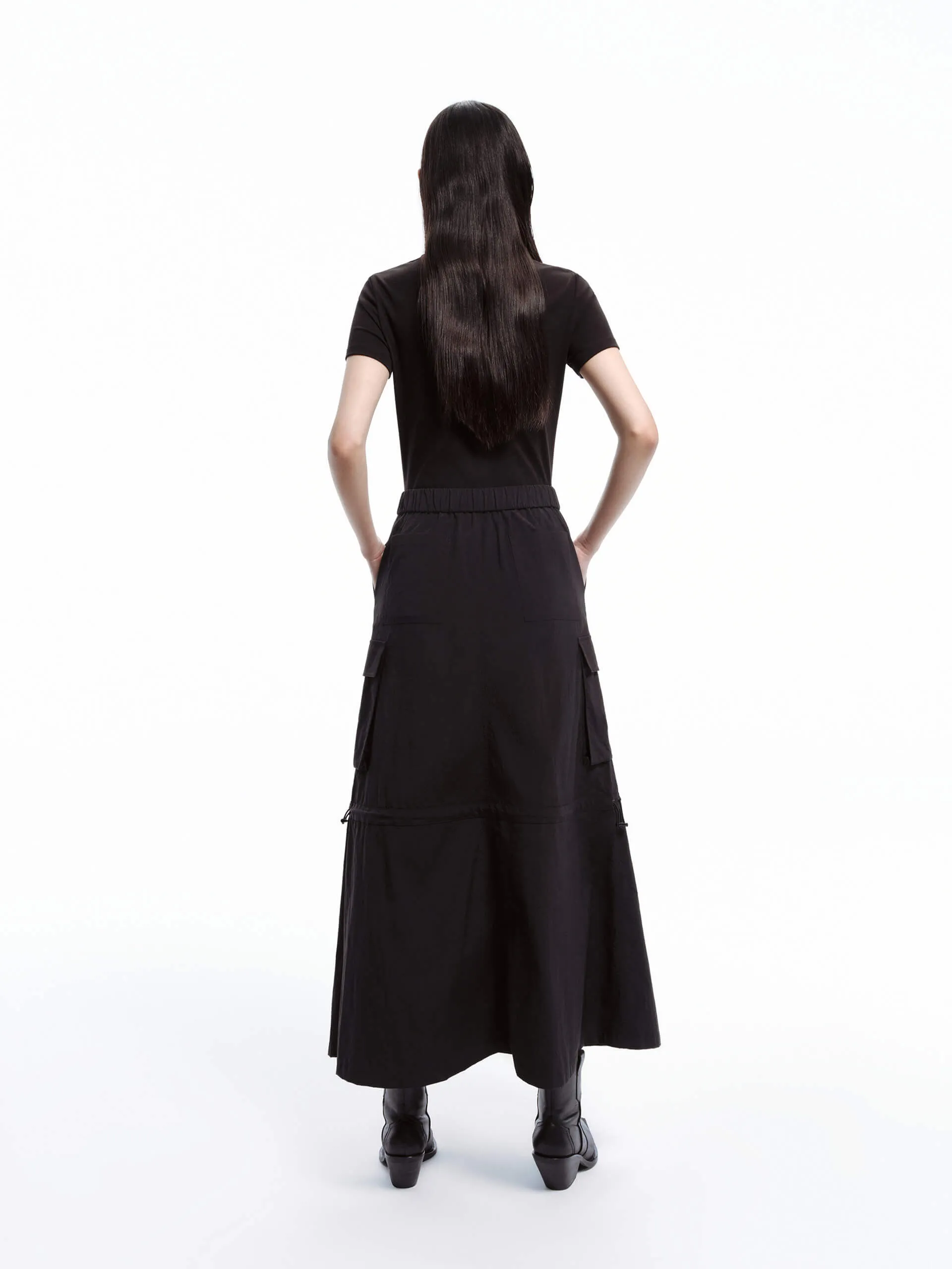 Paneled Drawstring Waist Dress