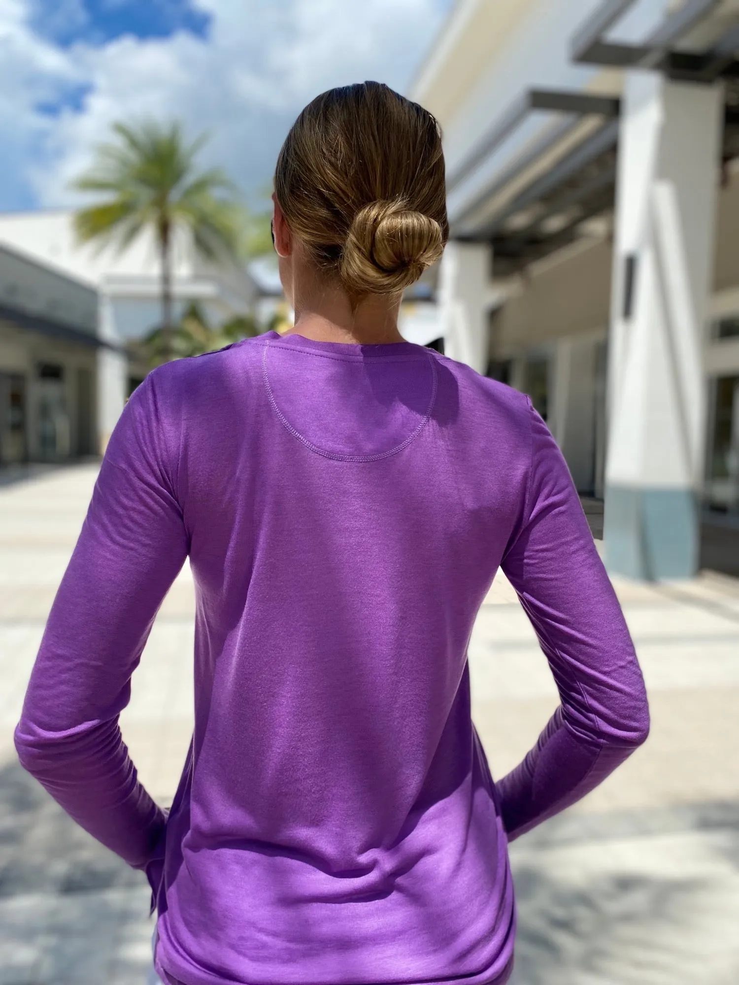 Purotatto Long Sleeve pt/018/364 "V" Neck T-shirt Medium Violet