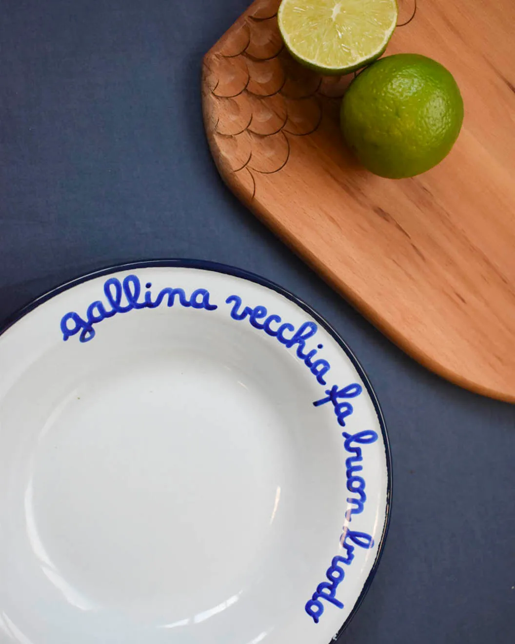 "Gallina vecchia fa buon brodo" enamel deep plate