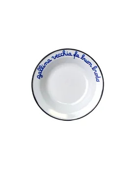 "Gallina vecchia fa buon brodo" enamel deep plate