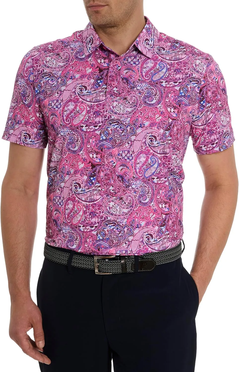 Robert Graham Men's Golden Paisley Short Sleeve Knit Polo Shirt