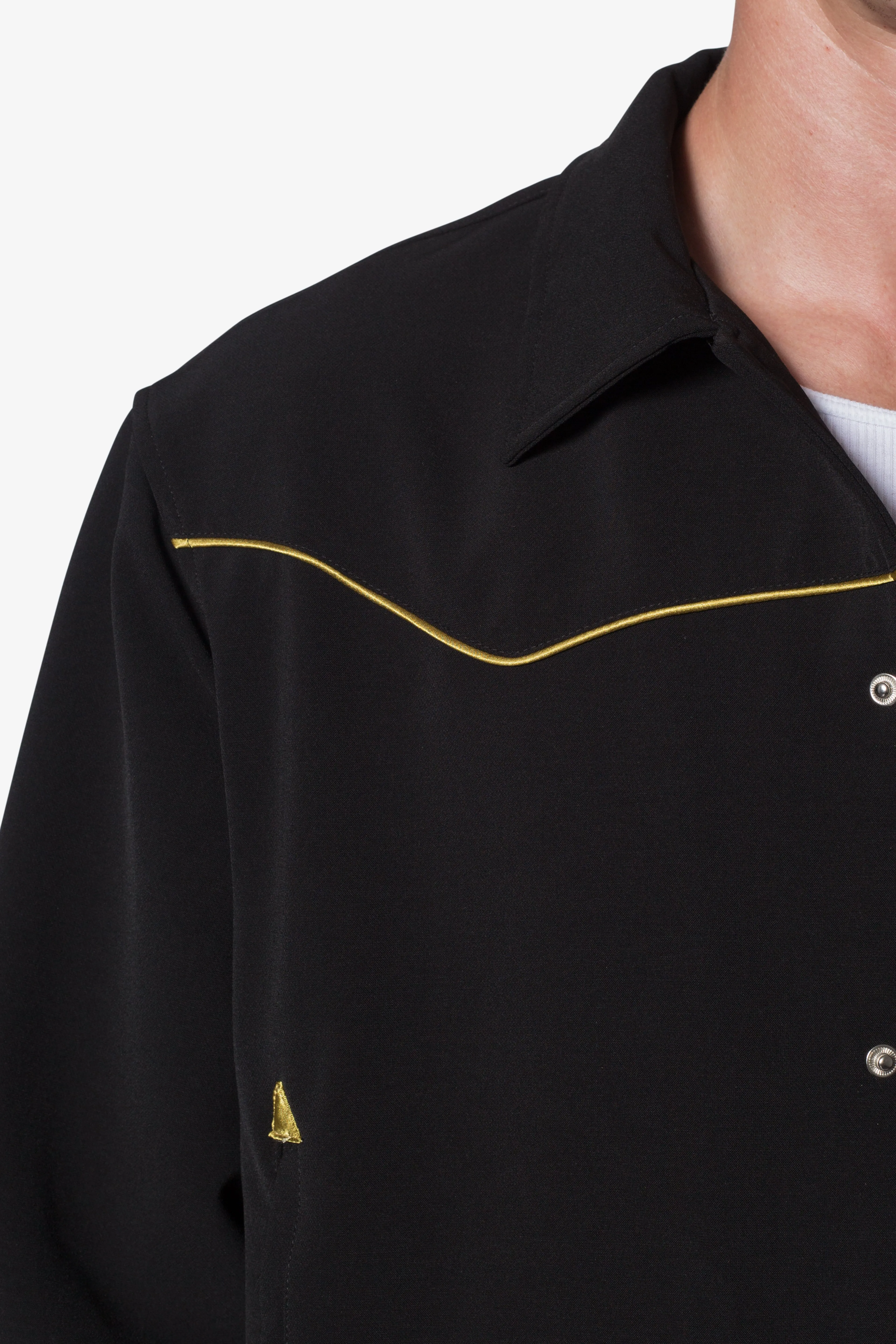 Rodeo Stitch Button Up Shirt - Black/Gold