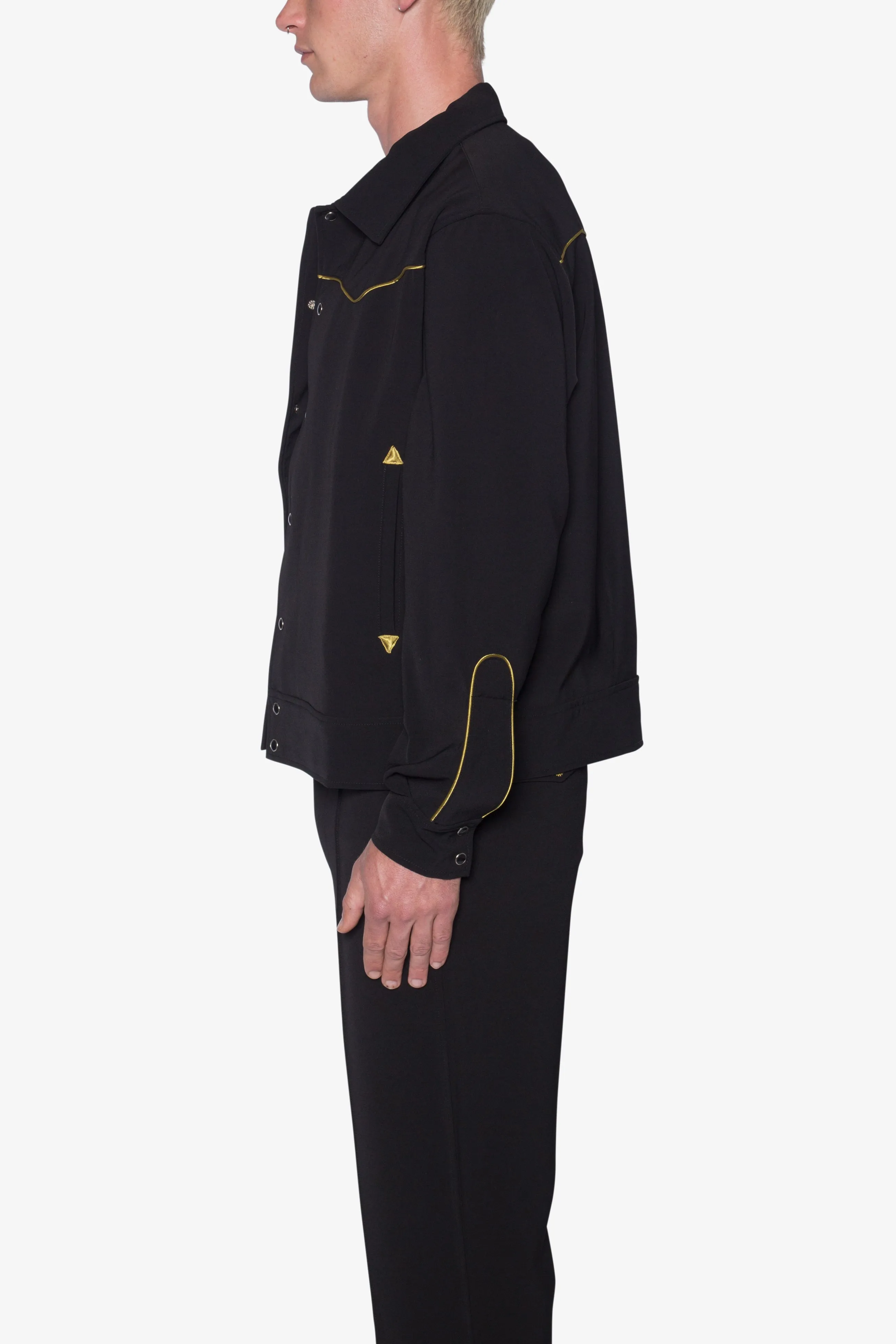Rodeo Stitch Button Up Shirt - Black/Gold