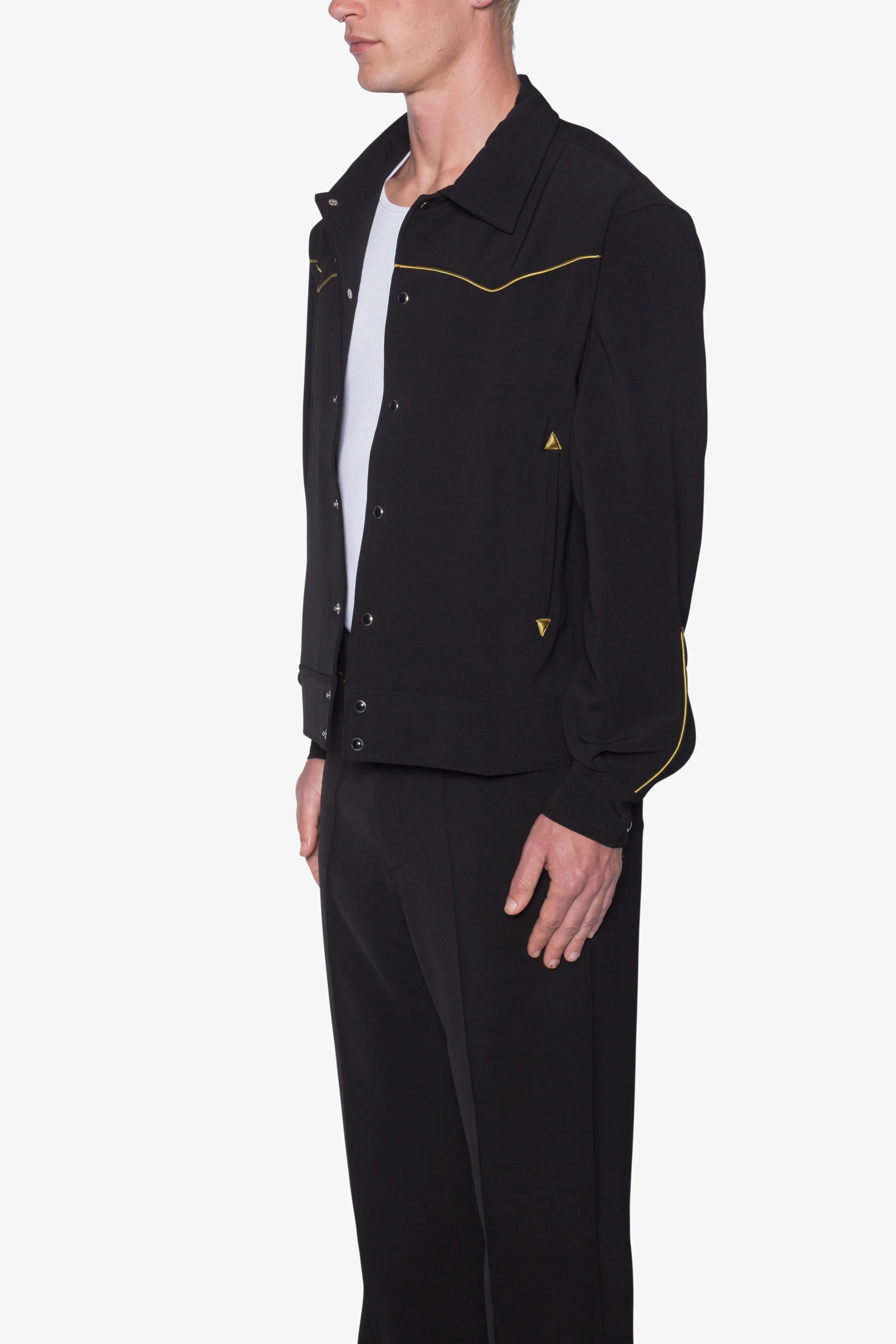 Rodeo Stitch Button Up Shirt - Black/Gold