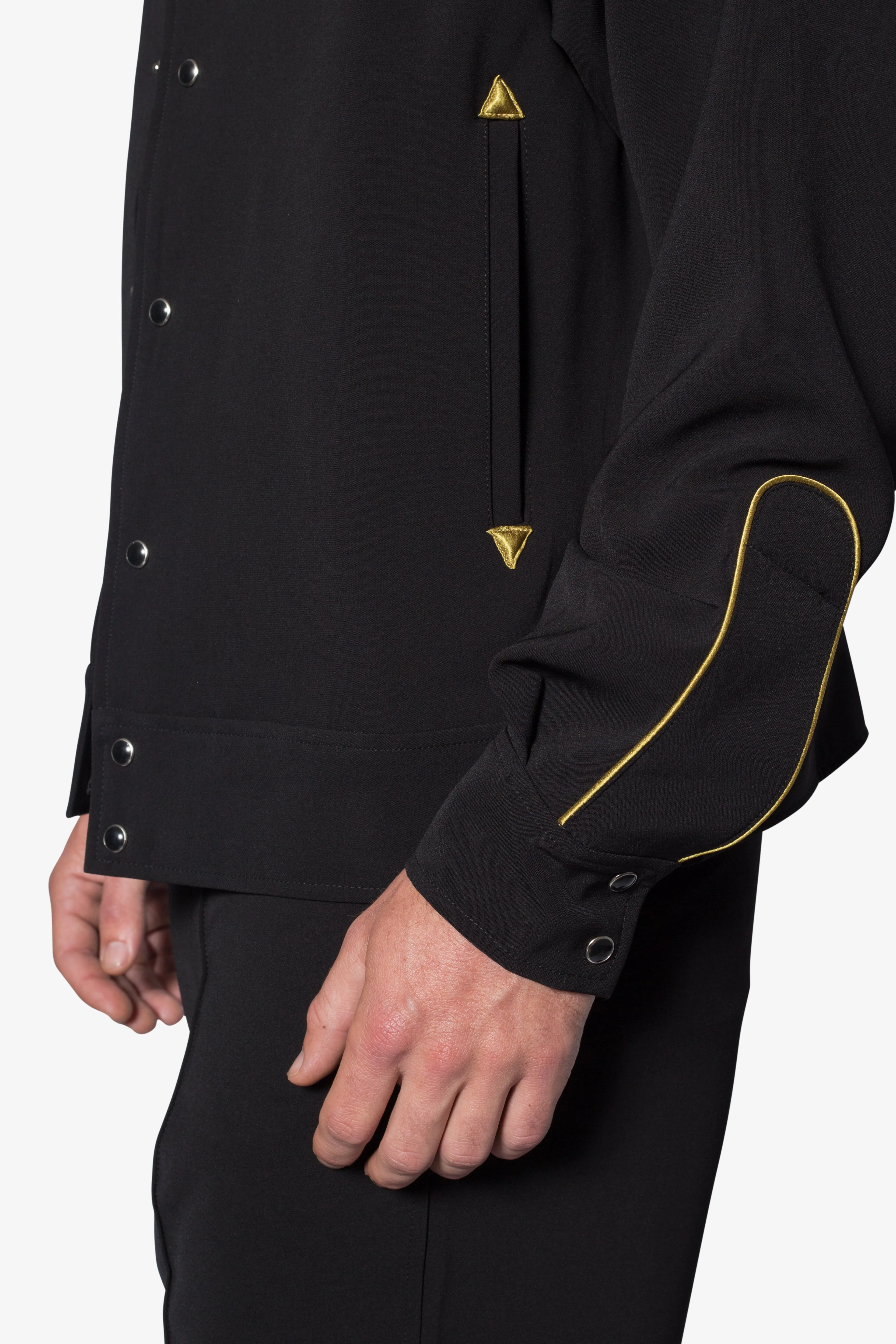 Rodeo Stitch Button Up Shirt - Black/Gold