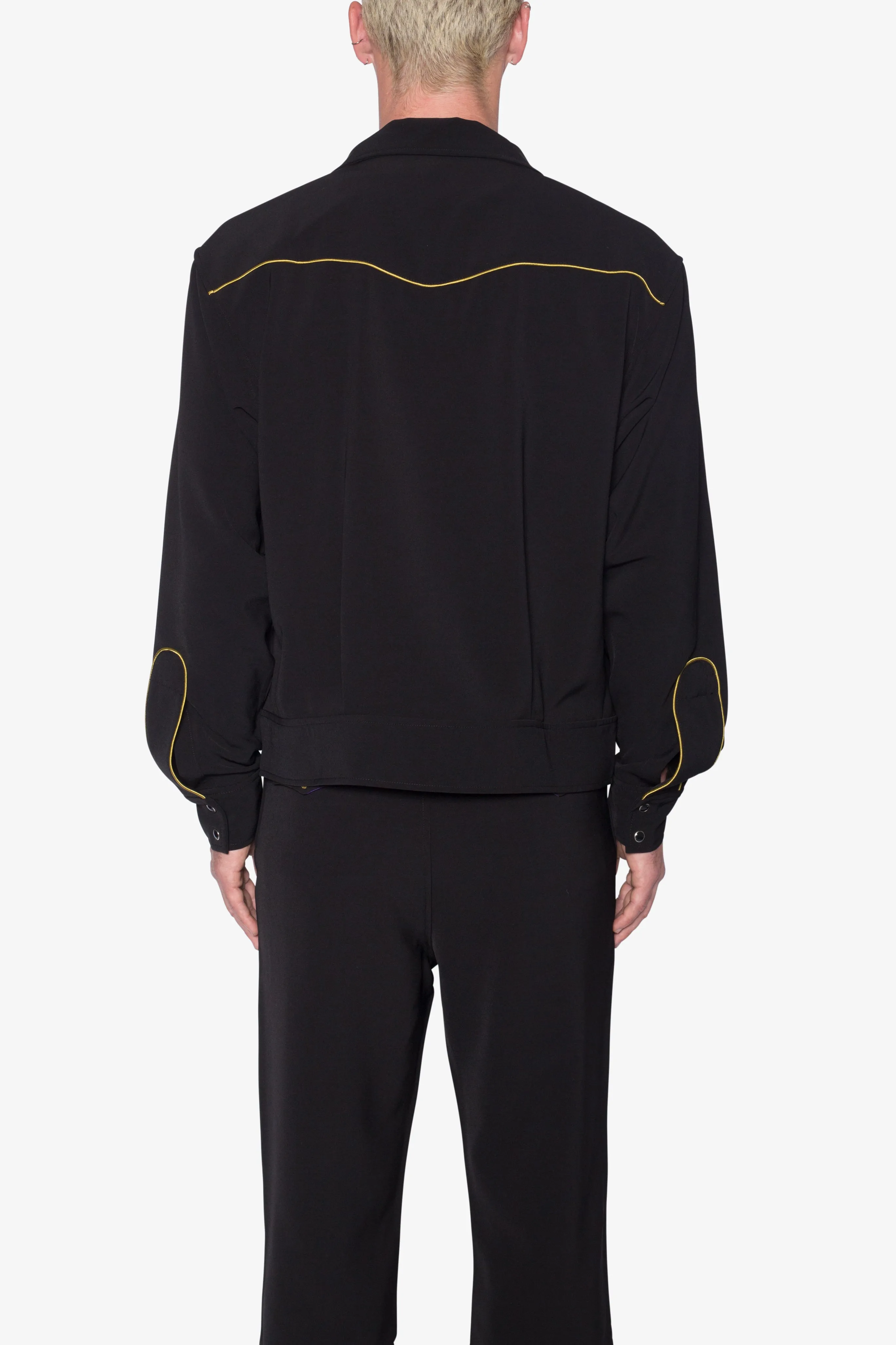 Rodeo Stitch Button Up Shirt - Black/Gold