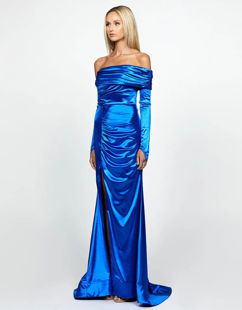 SERENITY OFF SHOULDER ONE SLEEVE MAXI BL66D14L