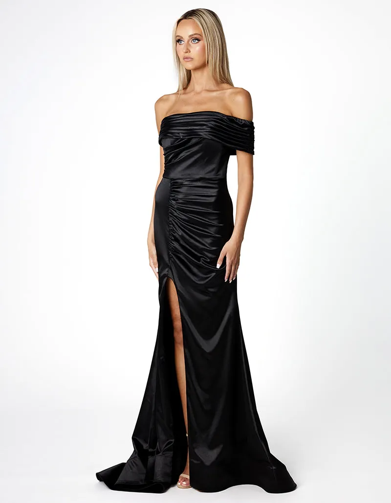 SERENITY OFF SHOULDER ONE SLEEVE MAXI BL66D14L
