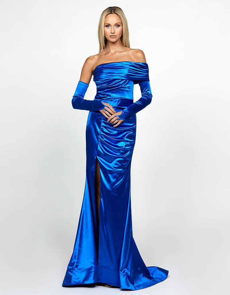 SERENITY OFF SHOULDER ONE SLEEVE MAXI BL66D14L