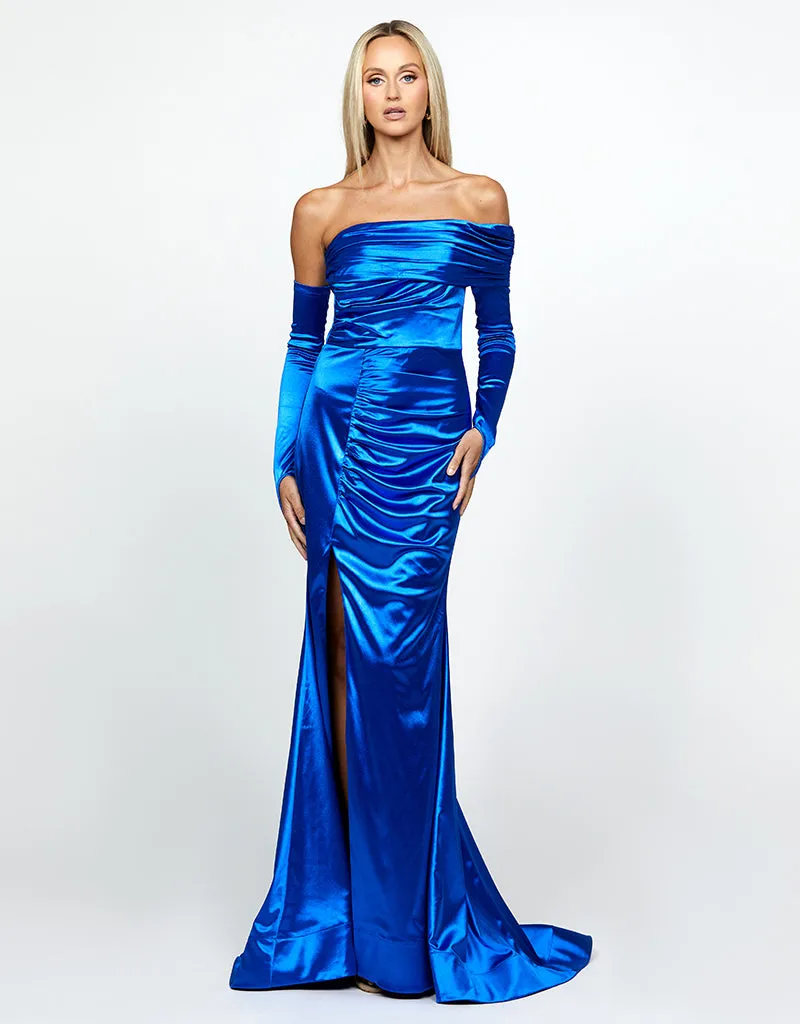 SERENITY OFF SHOULDER ONE SLEEVE MAXI BL66D14L