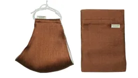 Silk Face Mask with Filter Pocket and Matching Pouch - Bronze