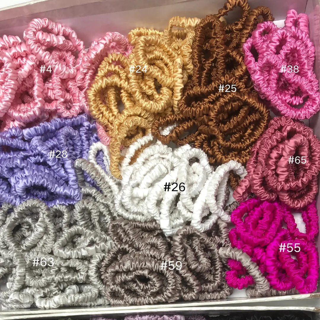 Silver Red silk scrunchies mini