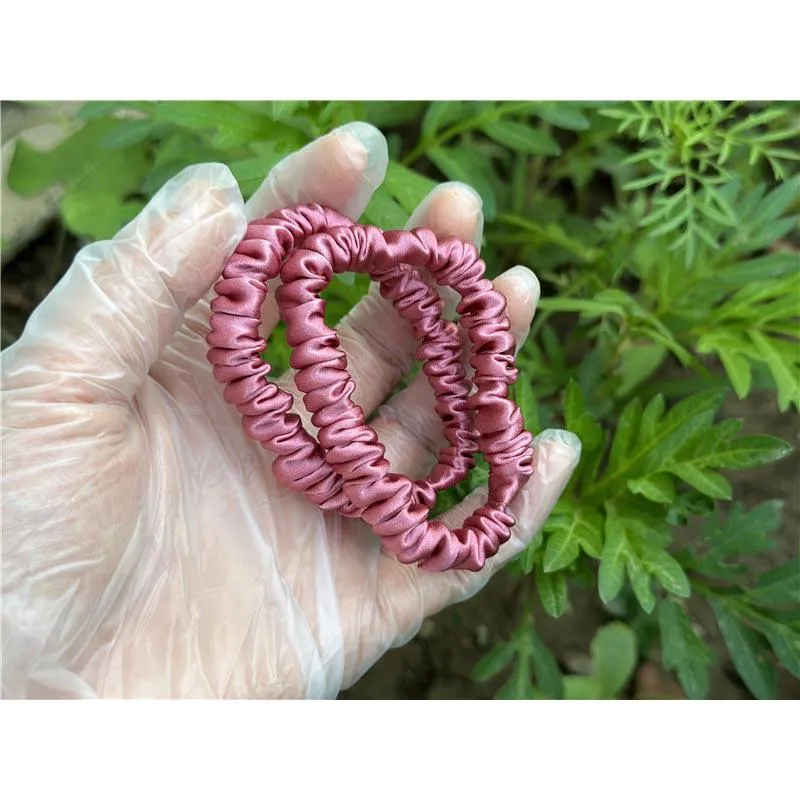 Silver Red silk scrunchies mini