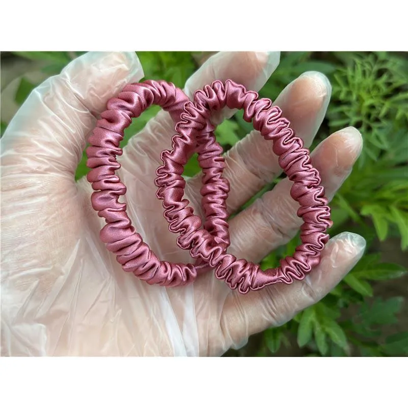 Silver Red silk scrunchies mini