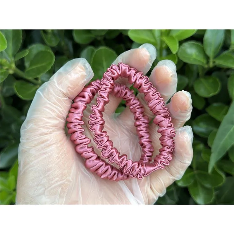 Silver Red silk scrunchies mini