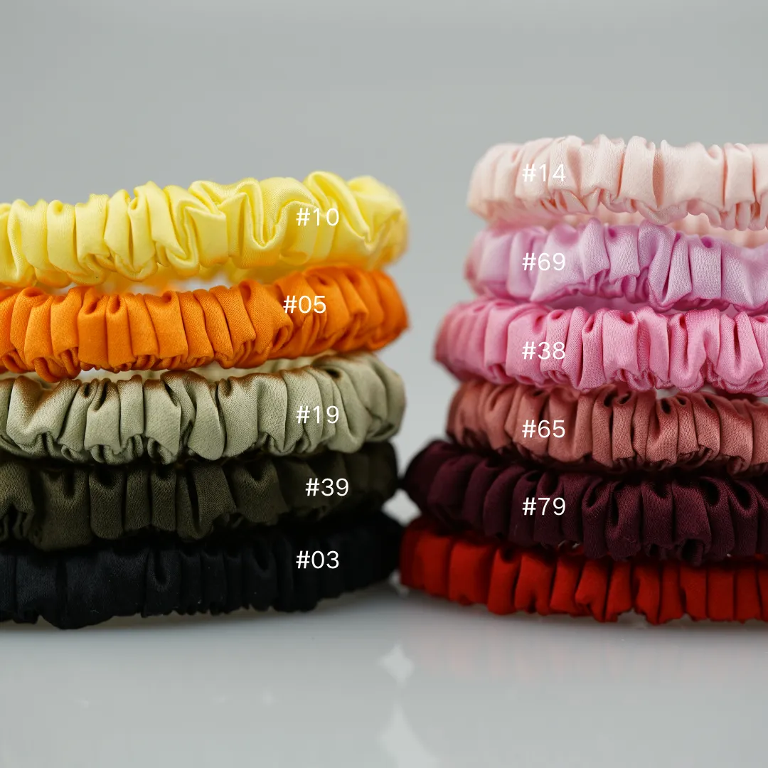 Silver Red silk scrunchies mini