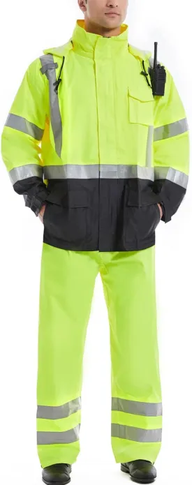 SKSAFETY Safety Softshell Jacket for men, High Visibility Rain coat, Waterproof Hi Vis Rain jacket, ANSI/ISEA Class 3