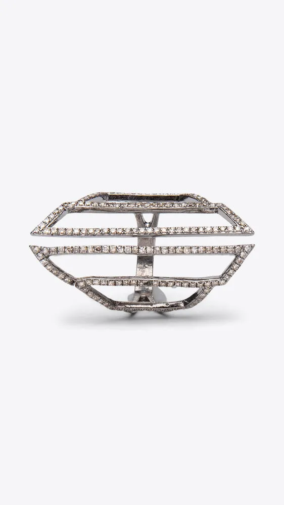 Sterling Oxidized Silver and Diamond Jodi Ring