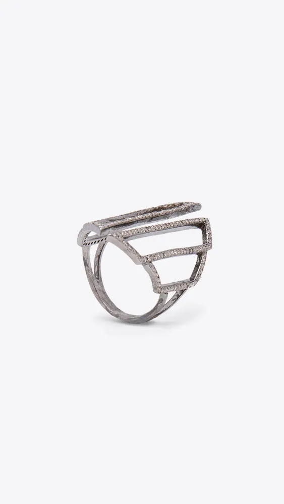 Sterling Oxidized Silver and Diamond Jodi Ring