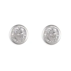Sterling Silver 4mm CZ Rub-Over Stud Earrings