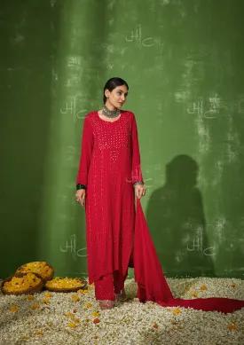 Taibah Chikankari Georgette Straight Kurta Set with Dupatta