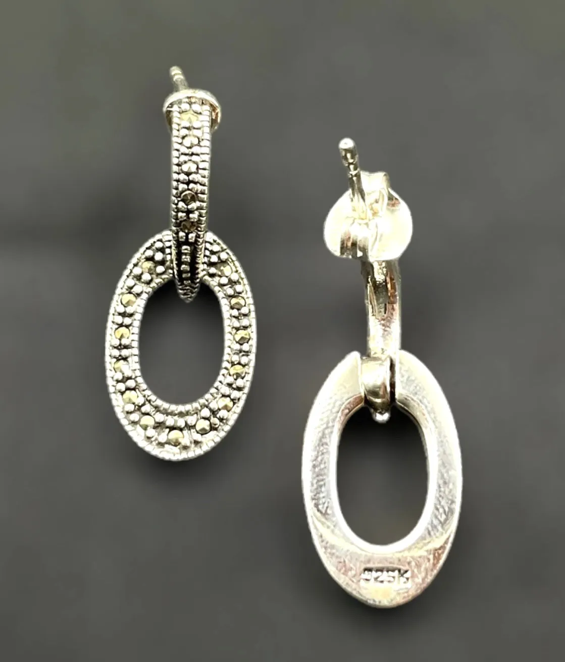 The Anupa Silver Marcasite Cocktail Earrings