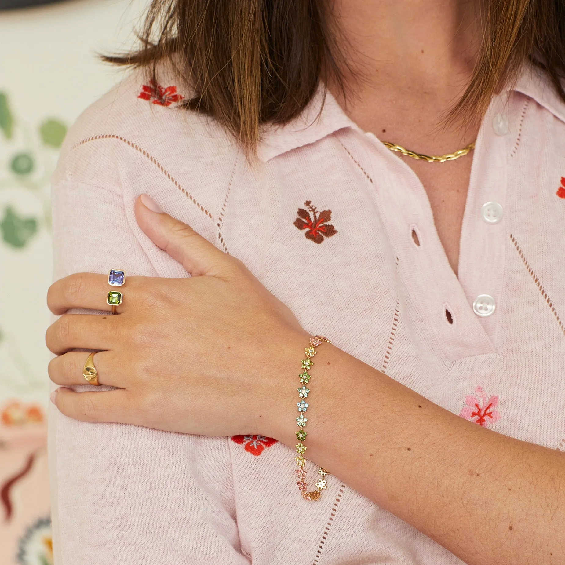 Toi et Moi Fern Gemstone Ring