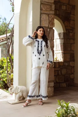 white cotton gauze co-ord set