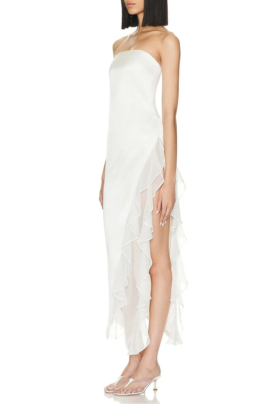 White Strapless Lorelai Midi Dress