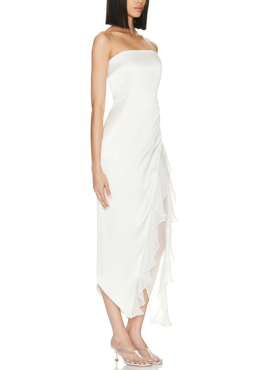 White Strapless Lorelai Midi Dress