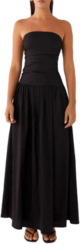 Women Summer Strapless Maxi Dress A Line Flowy Tube Top Dress Y2K Elegant Wedding Party Cocktail Long Dresses