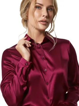 Women's Blouse Satin Silk Shirts, Casual Loose Long Sleeve for Office Work, Corporate Outfit Clothes