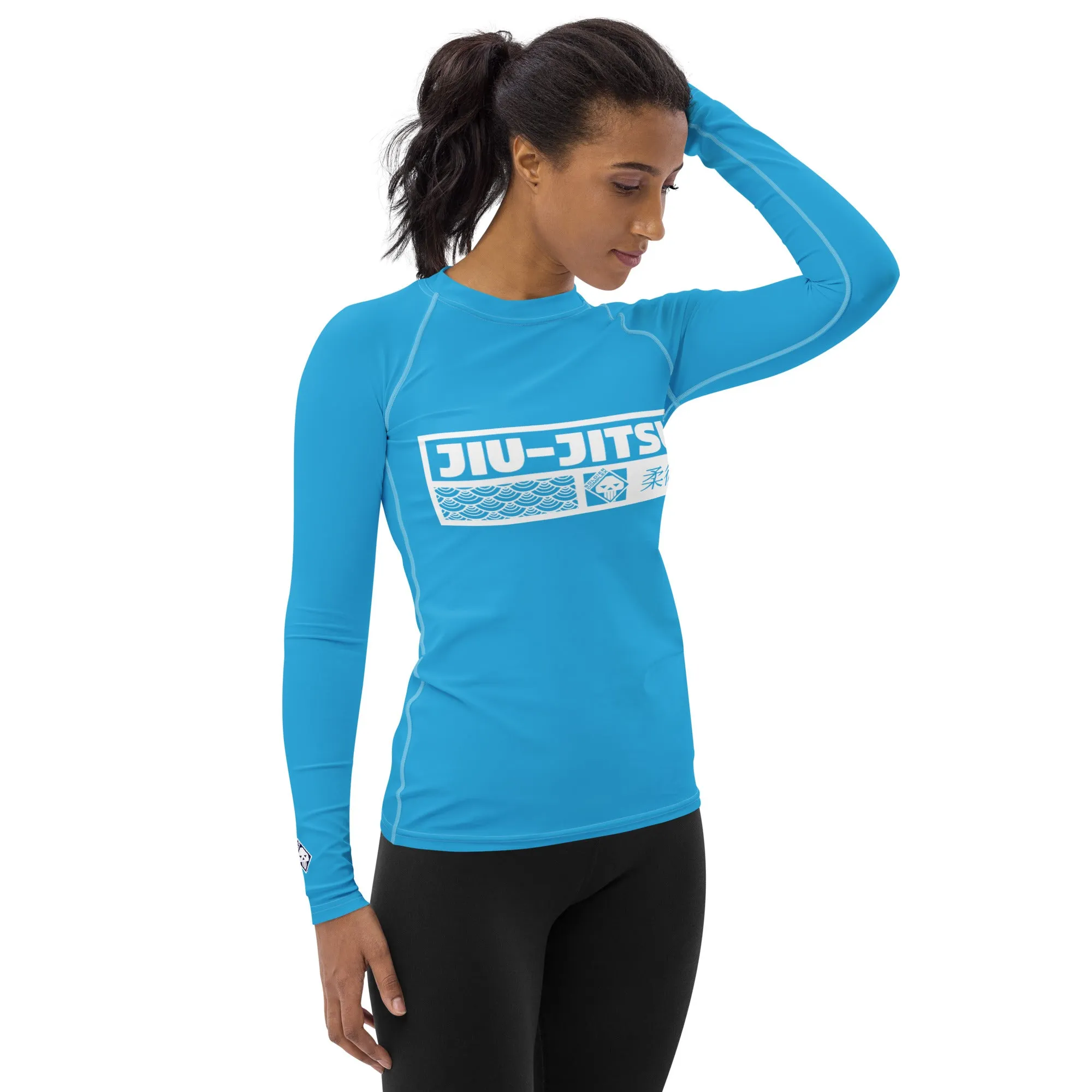 Womens Long Sleeve BJJ Rash Guard - Jiu-Jitsu 005 - Cyan