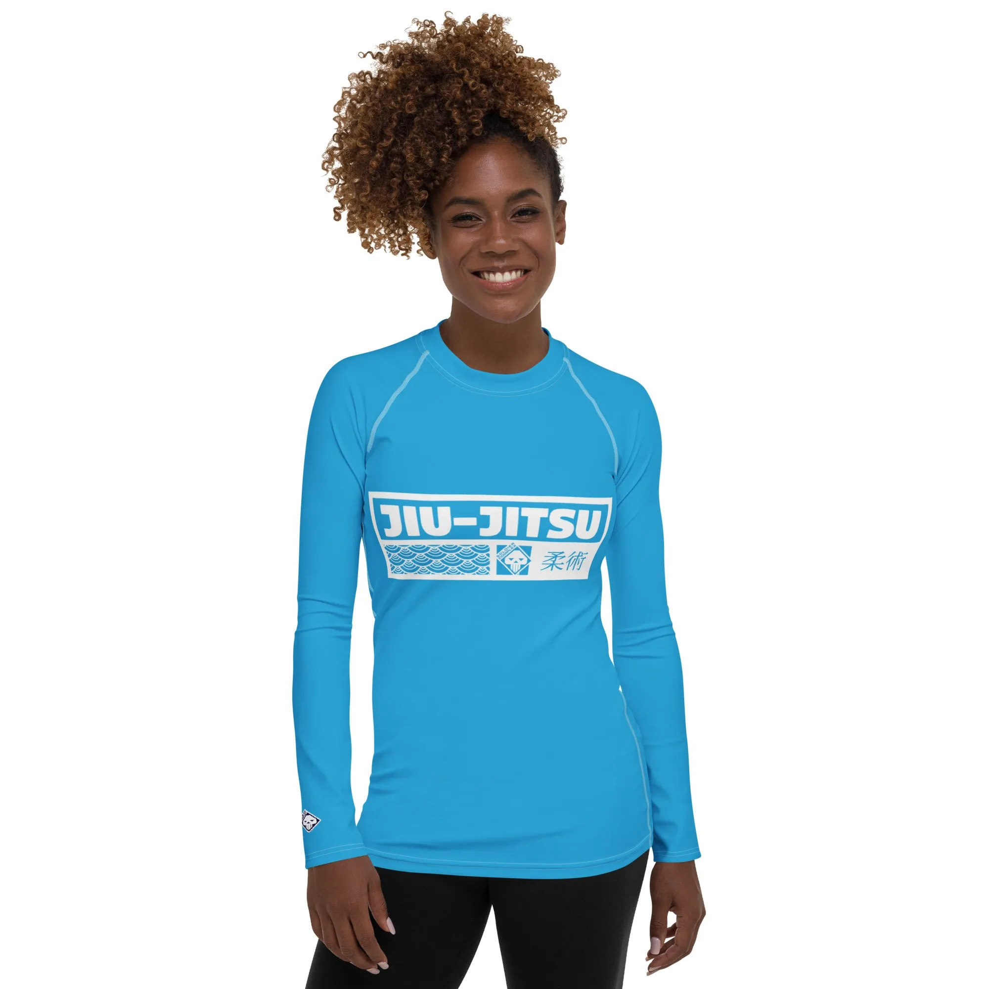 Womens Long Sleeve BJJ Rash Guard - Jiu-Jitsu 005 - Cyan