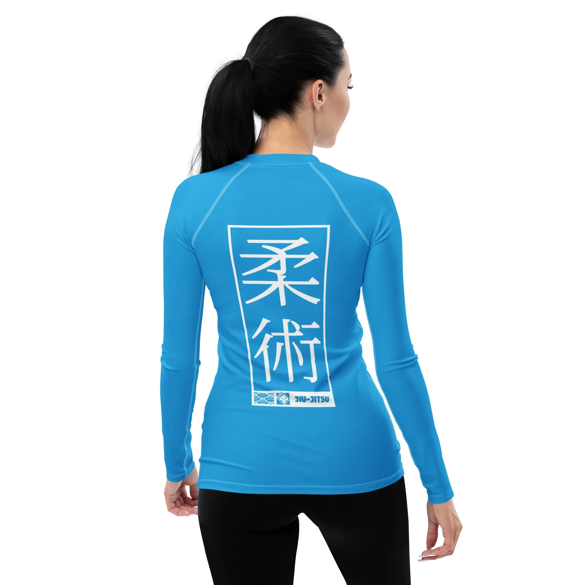 Womens Long Sleeve BJJ Rash Guard - Jiu-Jitsu 005 - Cyan