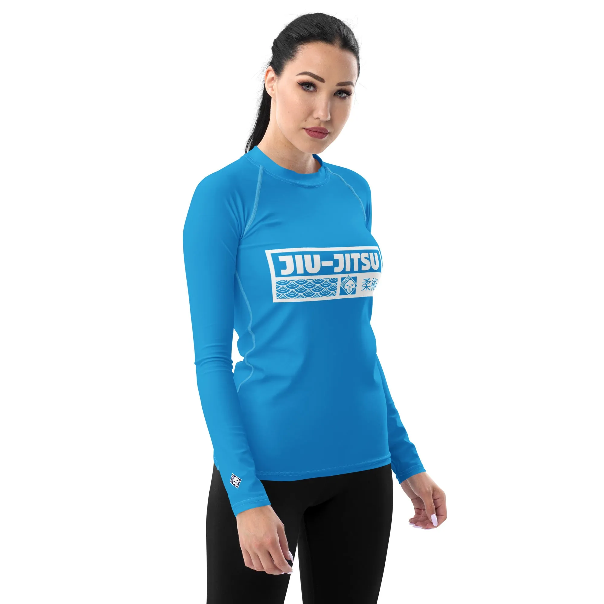 Womens Long Sleeve BJJ Rash Guard - Jiu-Jitsu 005 - Cyan
