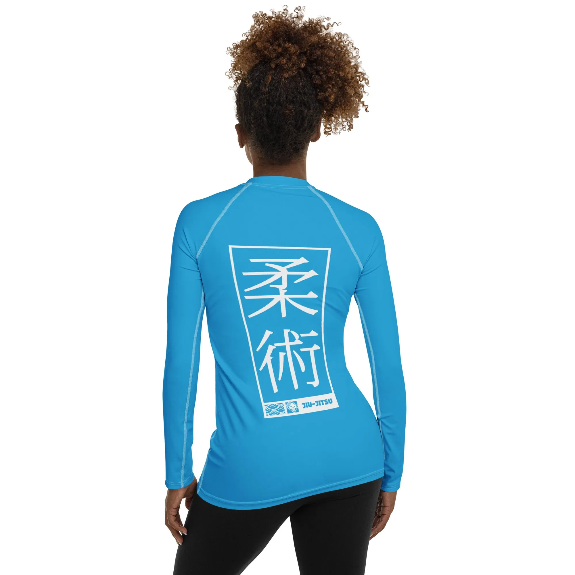 Womens Long Sleeve BJJ Rash Guard - Jiu-Jitsu 005 - Cyan
