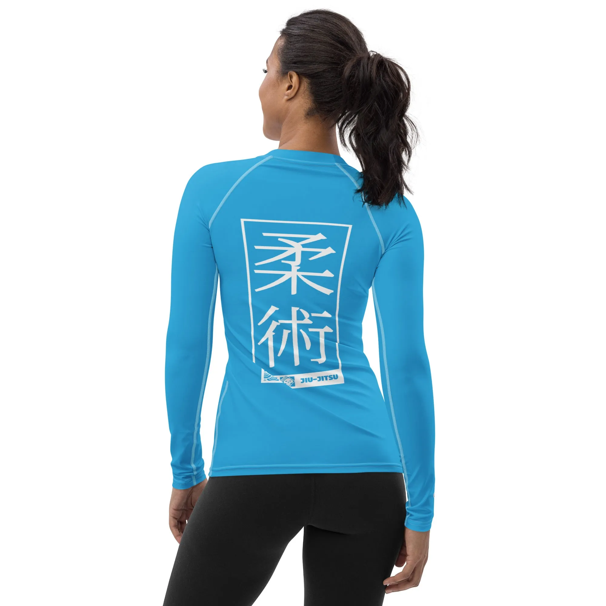 Womens Long Sleeve BJJ Rash Guard - Jiu-Jitsu 005 - Cyan