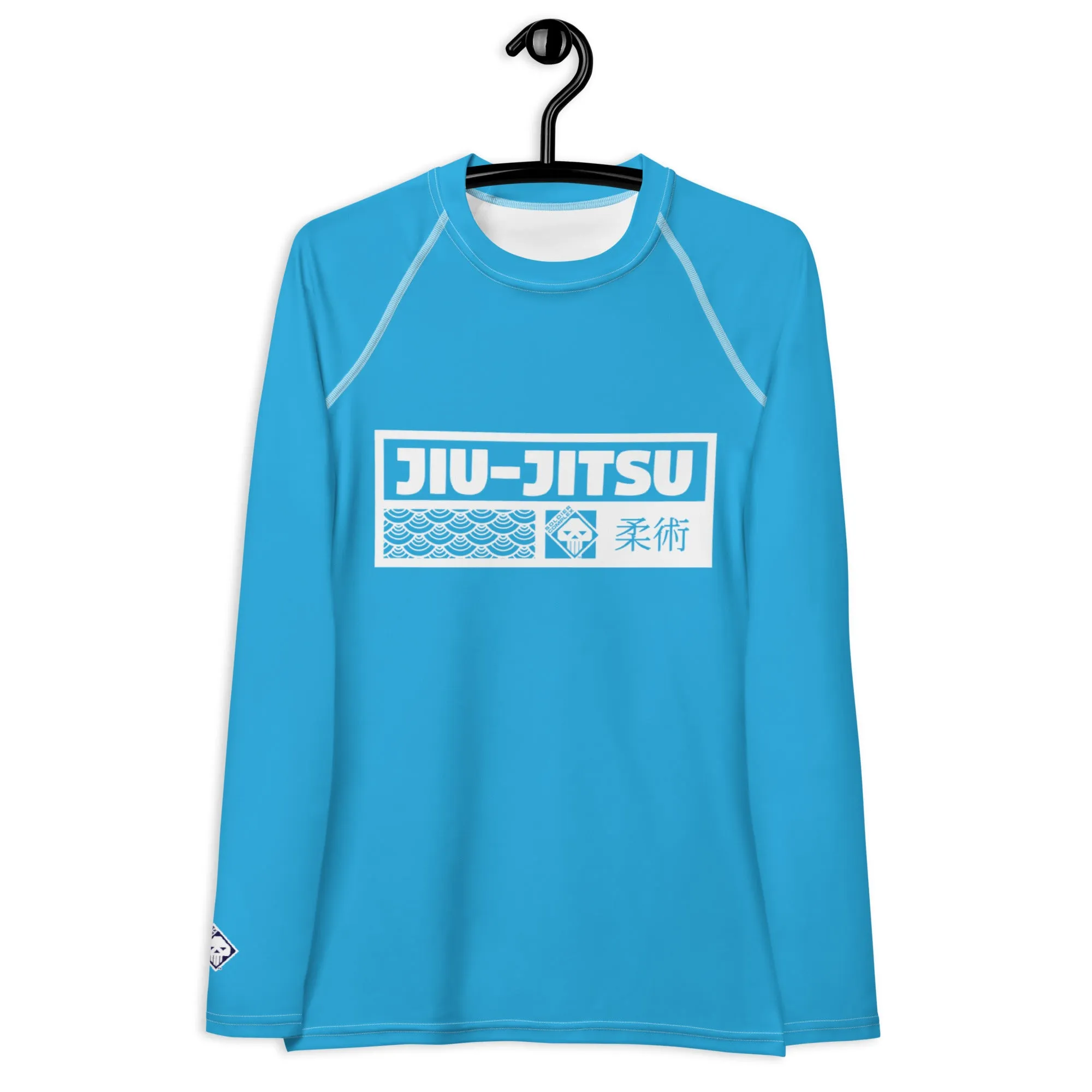Womens Long Sleeve BJJ Rash Guard - Jiu-Jitsu 005 - Cyan