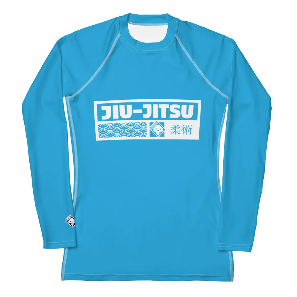 Womens Long Sleeve BJJ Rash Guard - Jiu-Jitsu 005 - Cyan