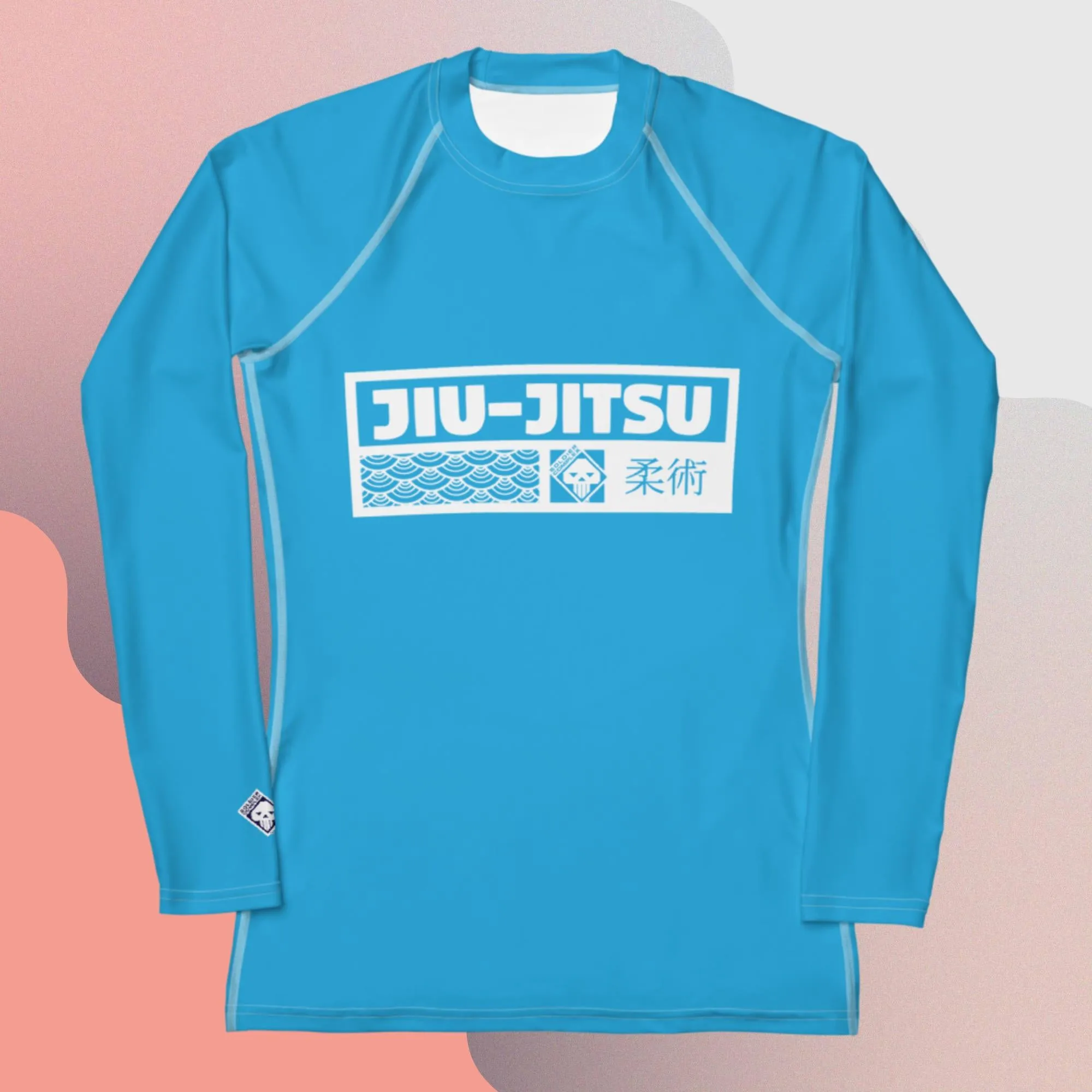 Womens Long Sleeve BJJ Rash Guard - Jiu-Jitsu 005 - Cyan