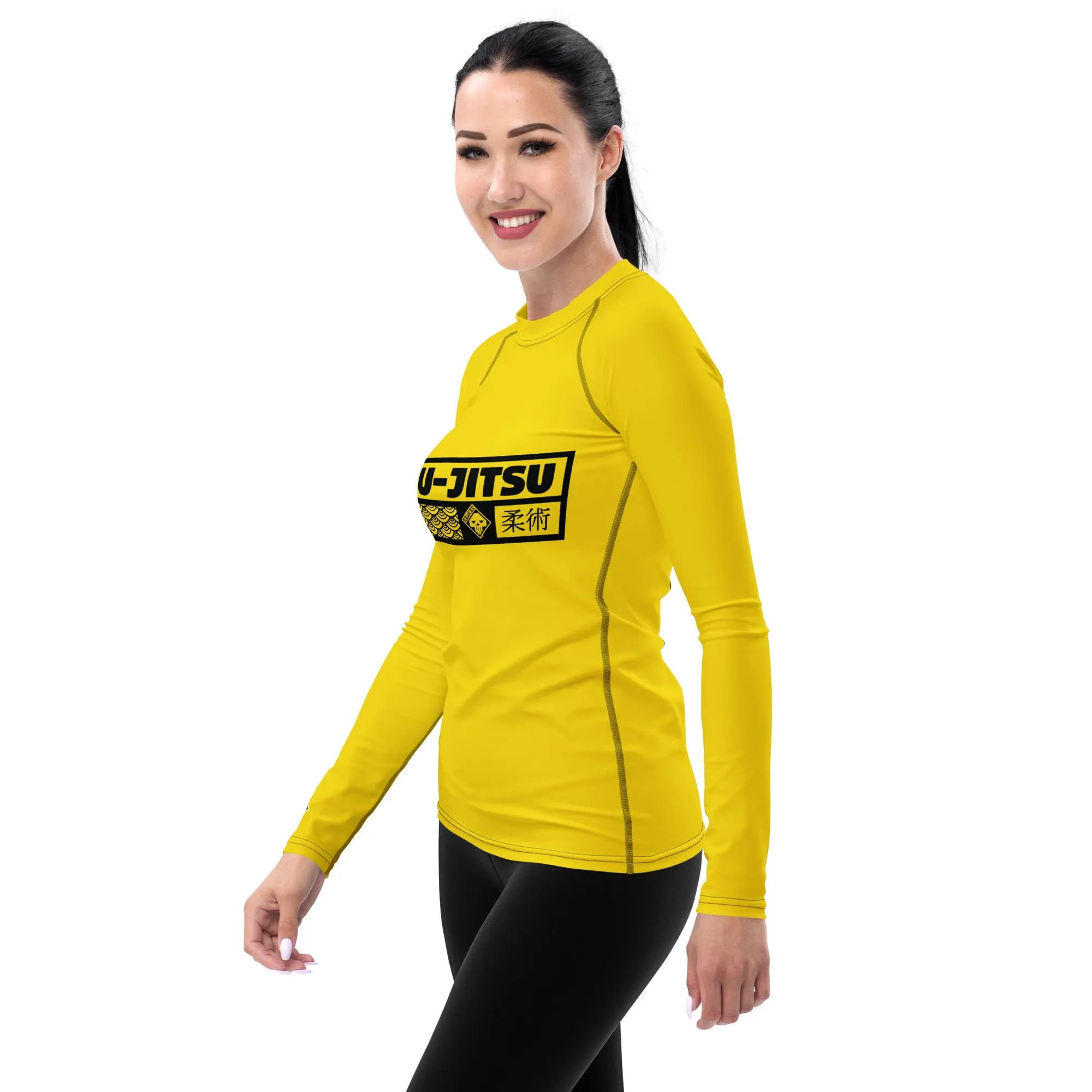 Womens Long Sleeve BJJ Rash Guard - Jiu-Jitsu 017 - Golden Sun