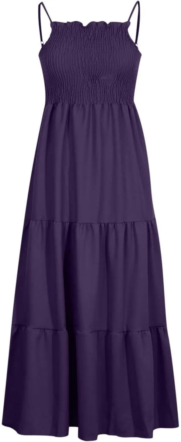 Womens Sleeveless Strapless Slip Dresses Dresses Sun Dresses for Women Beach Hawaiian Pleated Maxi Long Dresses